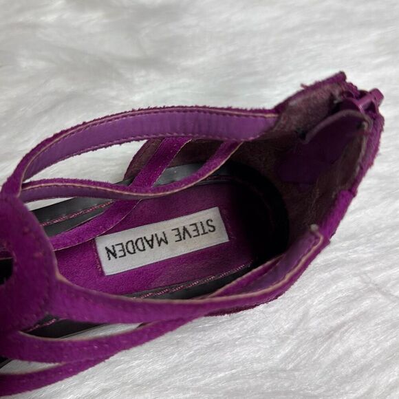 Steve Madden Women’s Magenta Pink Gladiator Leather Sandal Size 8 - Picture 7 of 9